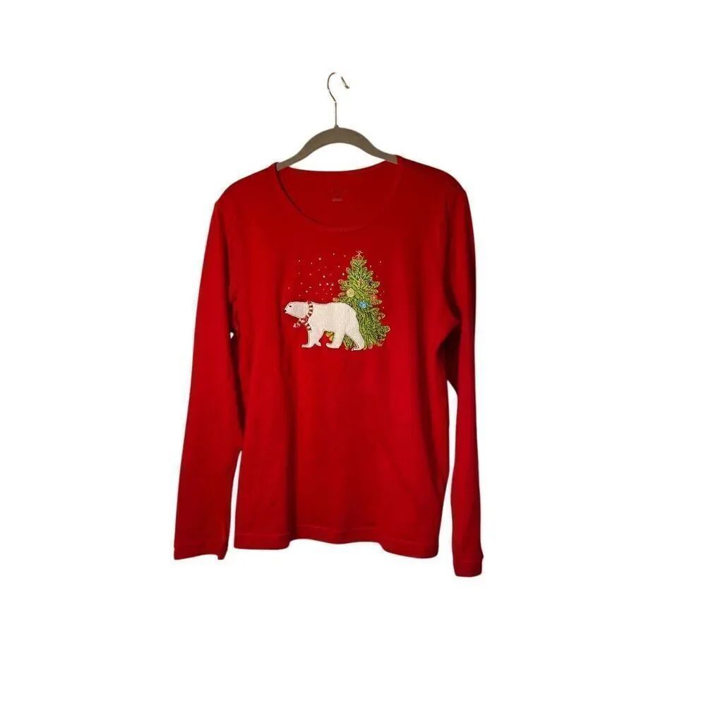 Erika women’s Christmas polar bear long sleeve top size small